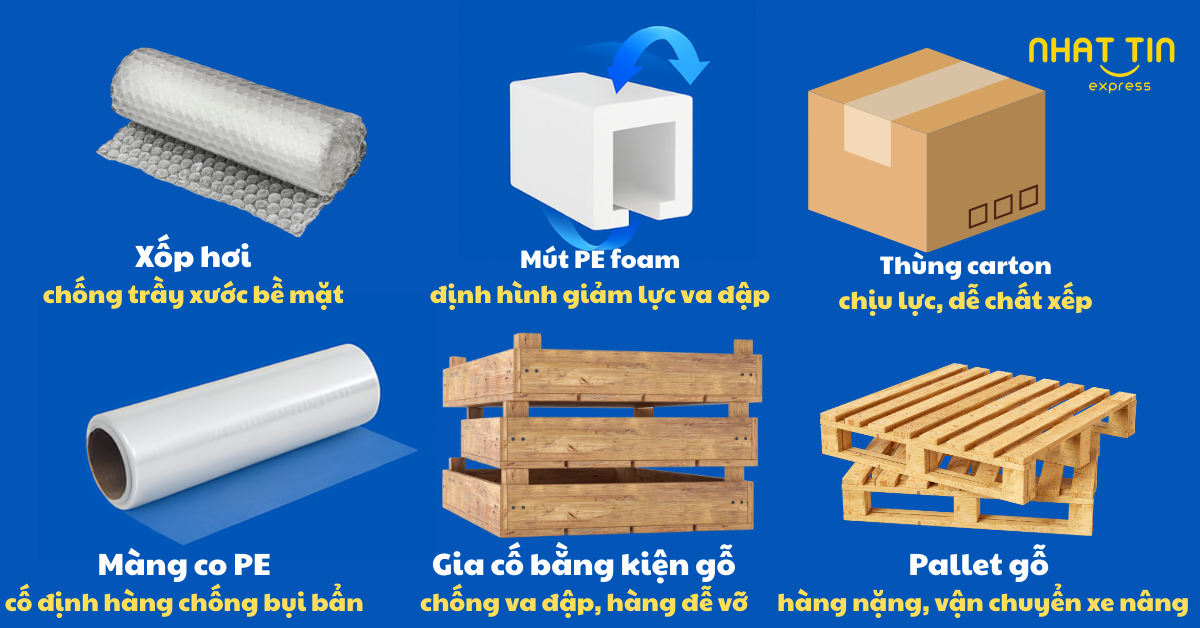 các vật liệu thông dụng để đóng gói hàng khi vận chuyển